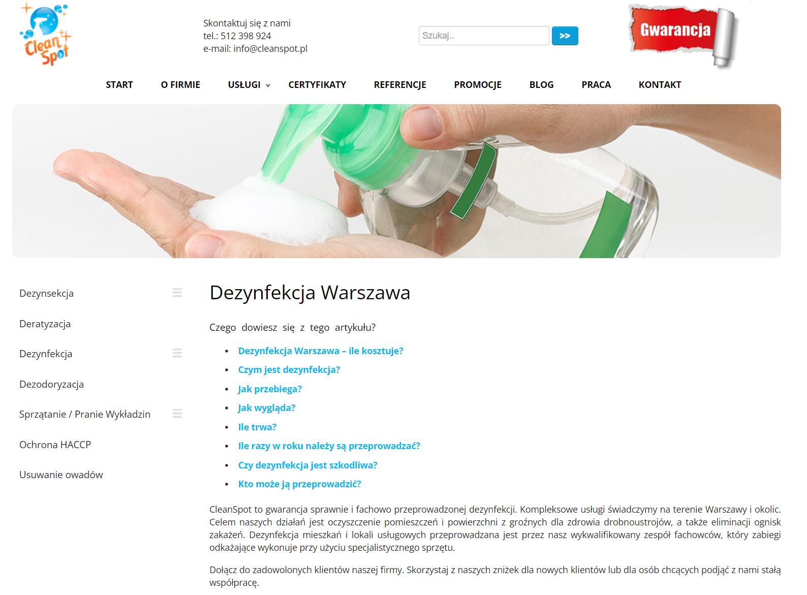 Dezynfekcja Warszawa – kiedy warto zlecić ją profesjonalnej firmie?